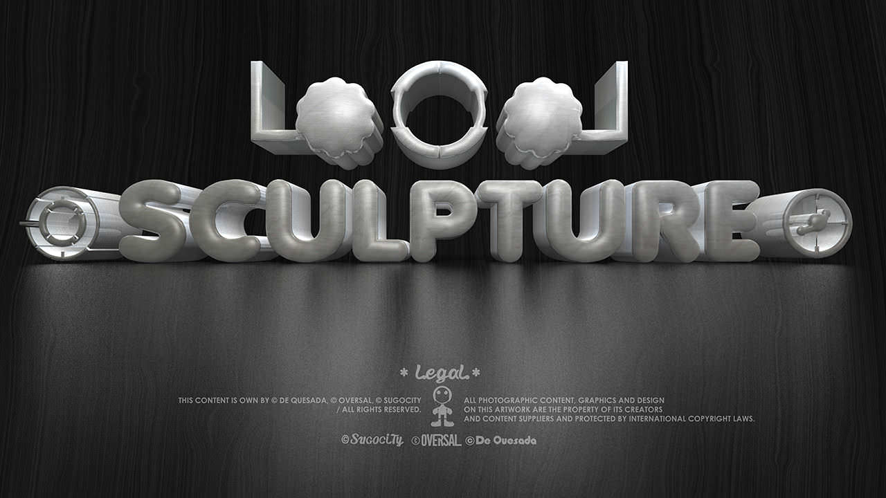 Lovely sculpture porcelain 3d text and sculpture icons on dark wooden background.